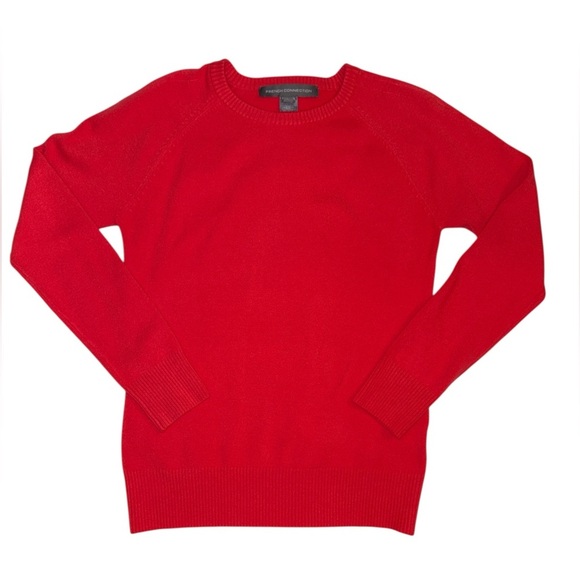 FRENCH CONNECTION Raglan Sleeve Crew Neck Sweater In Mars Red Size Large - Picture 4 of 10